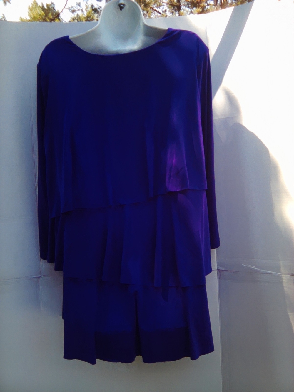 Women's Layered Ruffle Long-Sleeve Top - Deep Purple - Picture 2 of 2